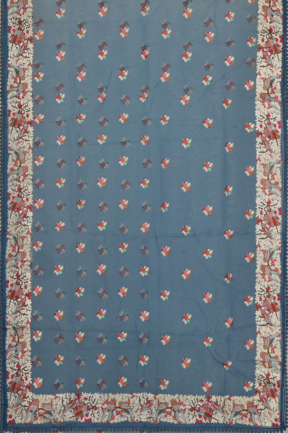 Image of Organza Silk Dark Blue Saree