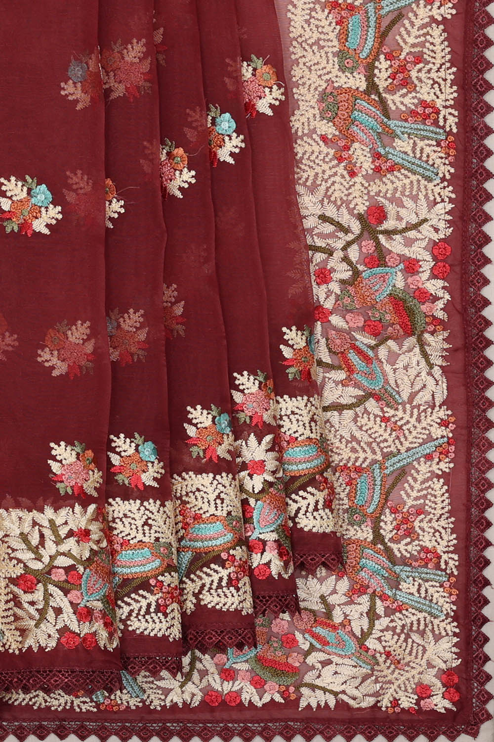 Image of Kora Silk Brown Saree