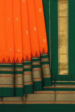 Image of Narayanpet Silk Orange Saree