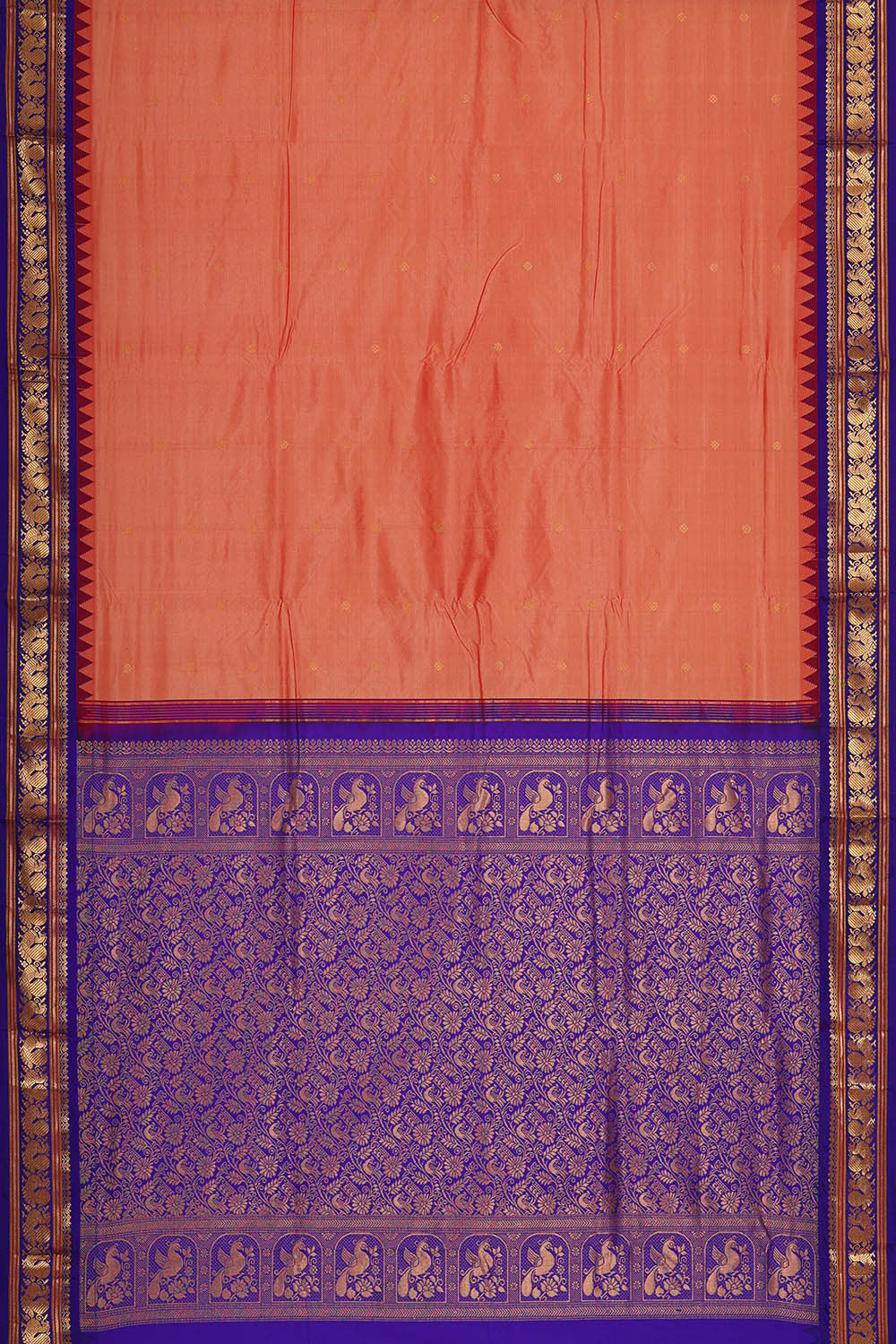 Image of Narayanpet Silk Peach Saree