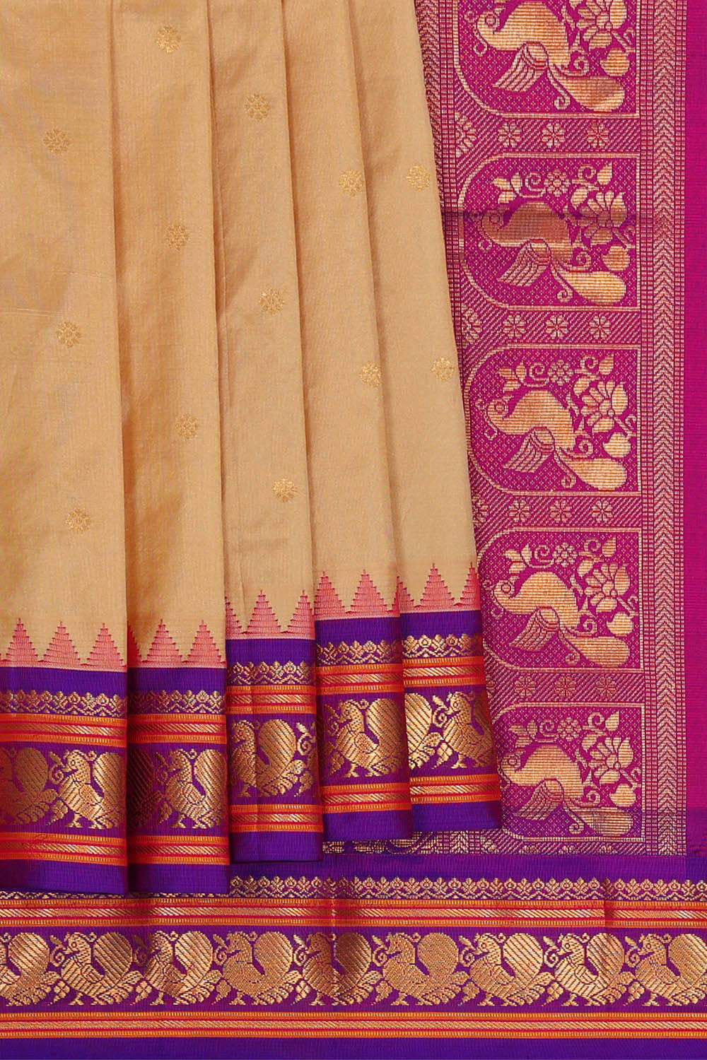 Image of Narayanpet Silk Cream Saree