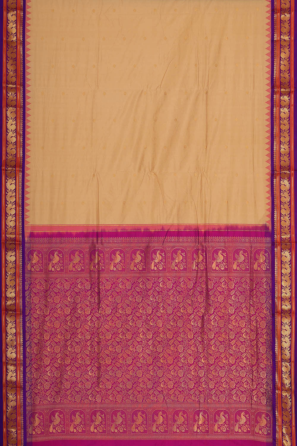 Image of Narayanpet Silk Cream Saree
