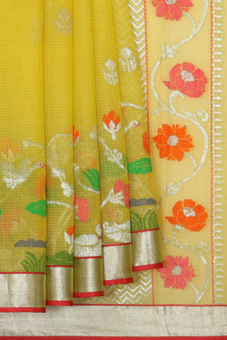 Image of Zari Kota Yellow Saree