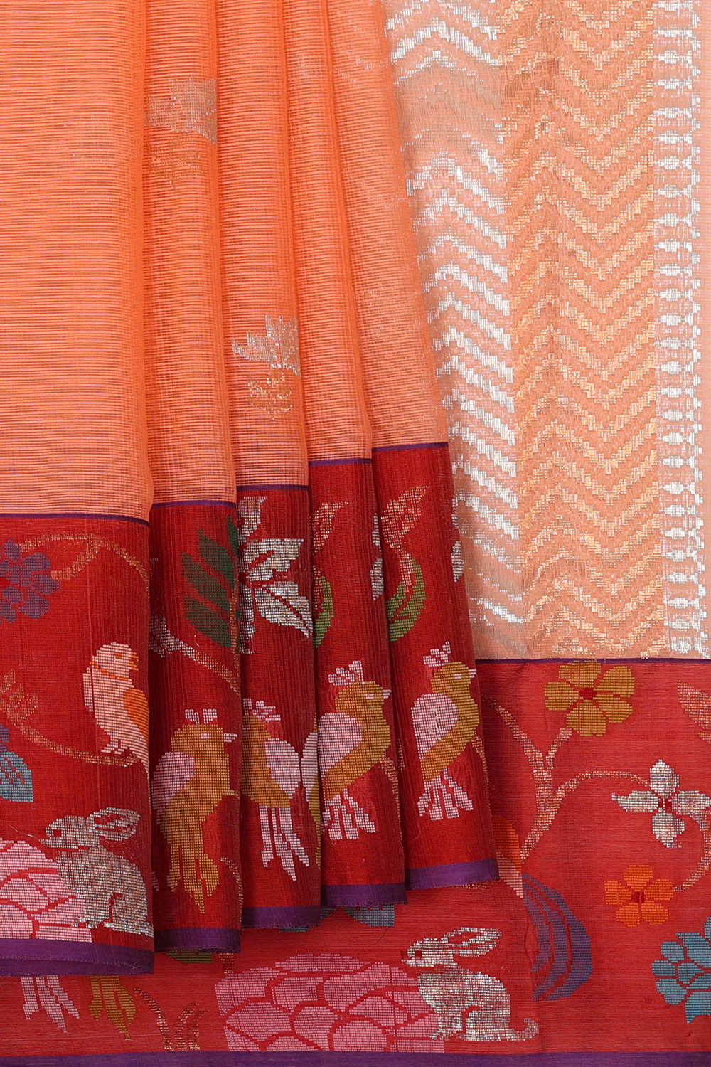 Zari Kota Peach Saree