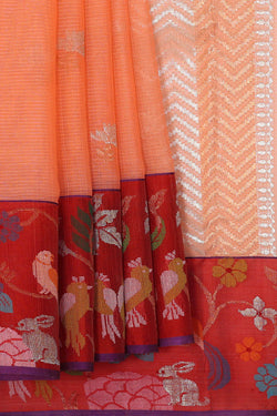 Image of Zari Kota Peach Saree