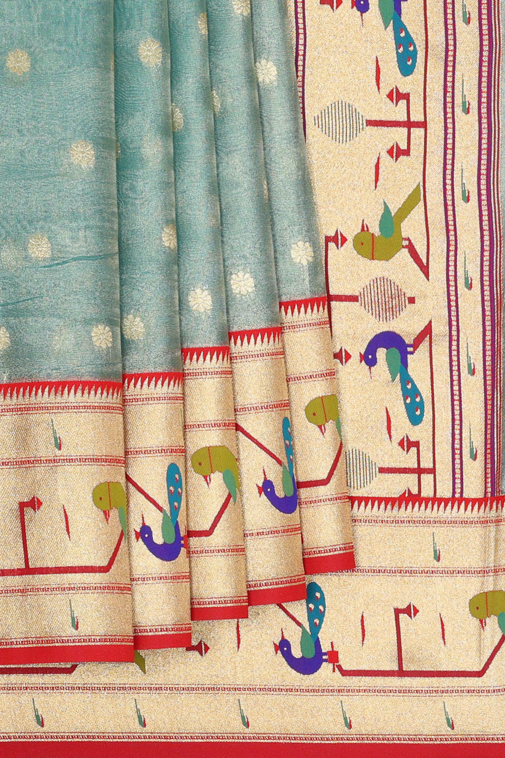 Image of Fancy Tissue Teal Blue Saree