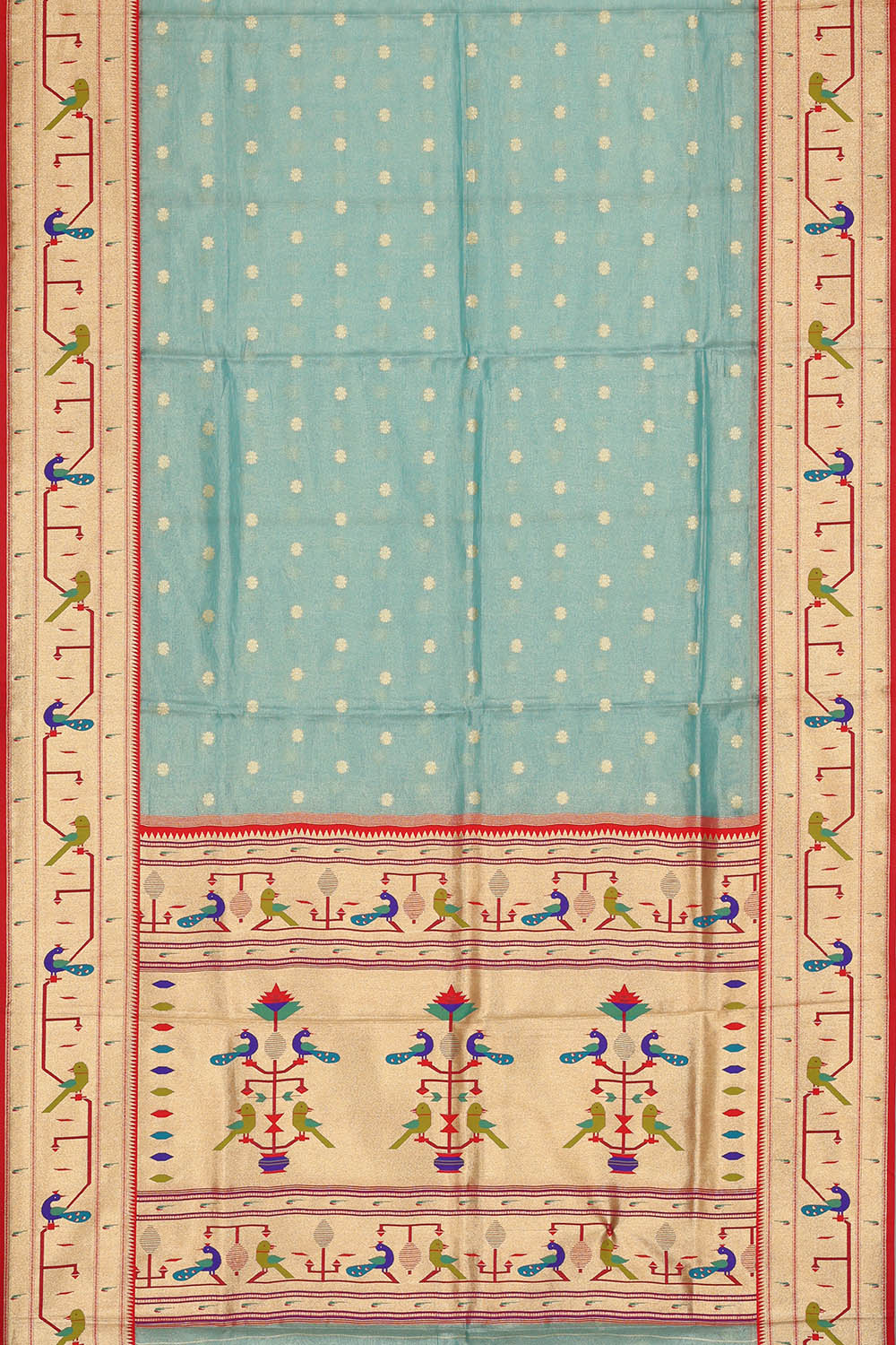 Image of Fancy Tissue Teal Blue Saree