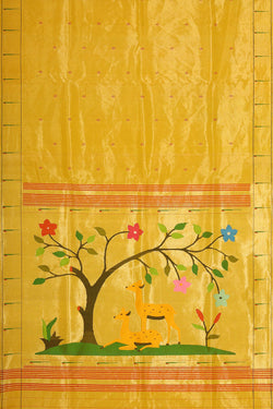 Image of Paithani Silk Yellow Tissue Saree