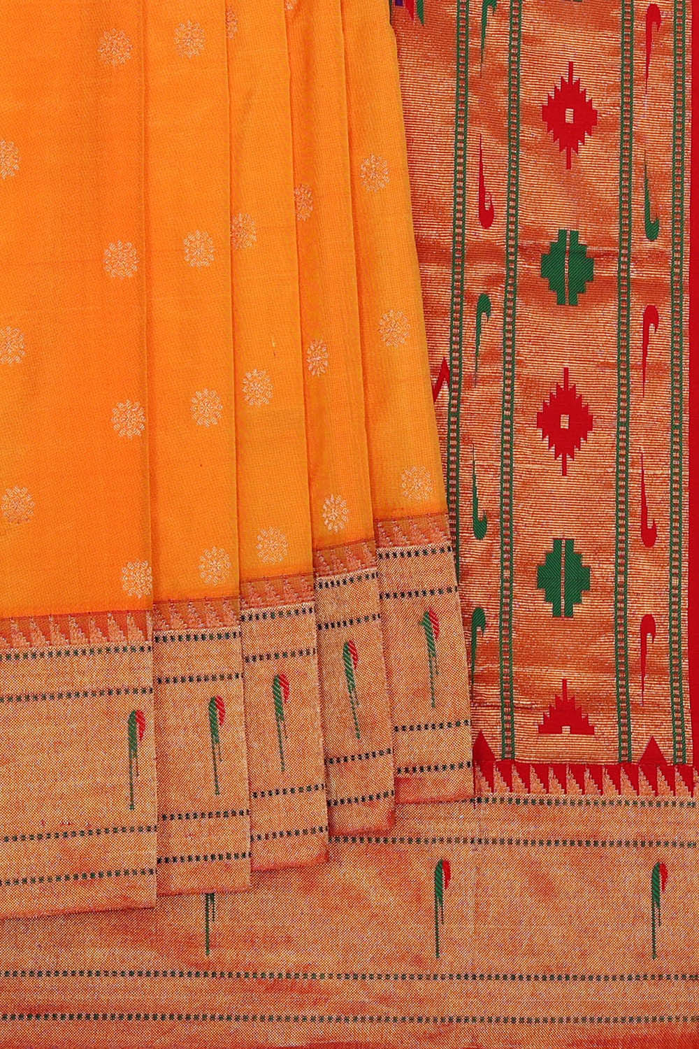 Paithani Silk Haldi Yellow Saree