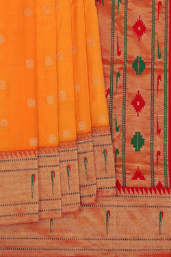 Image of Paithani Silk Haldi Yellow Saree