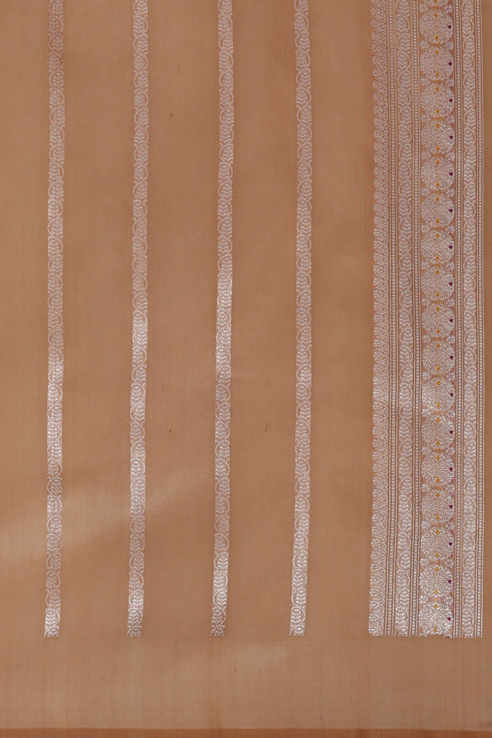 Banarasi Kora Cream Brown Saree
