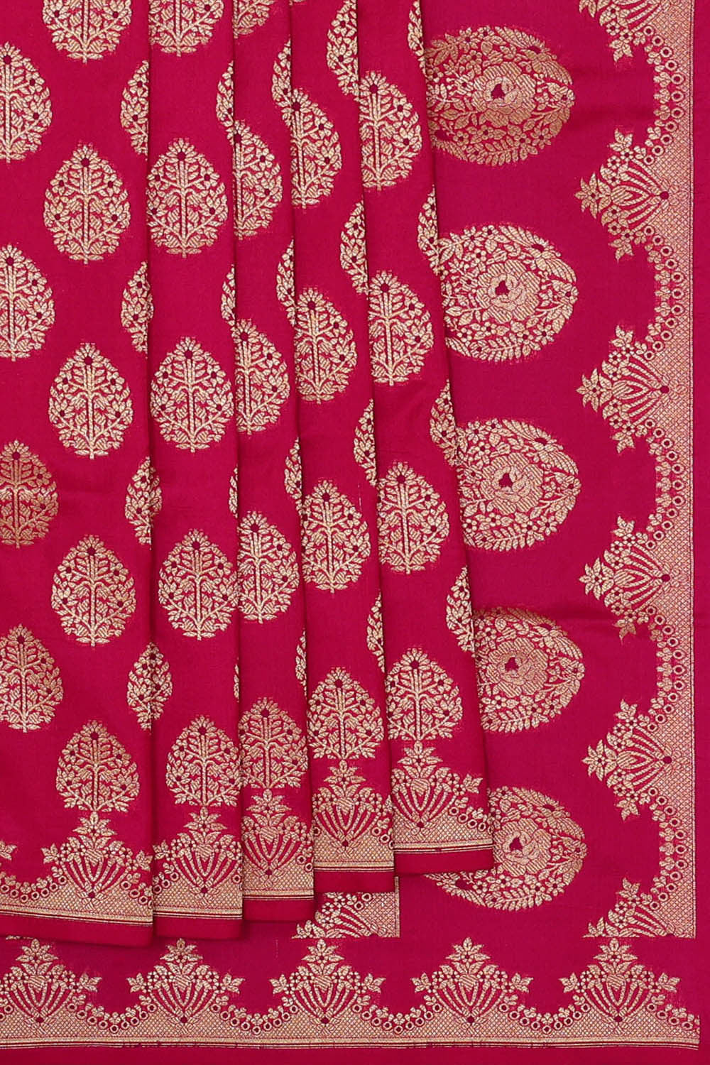 Image of Banarasi Silk Pinkish Red Saree