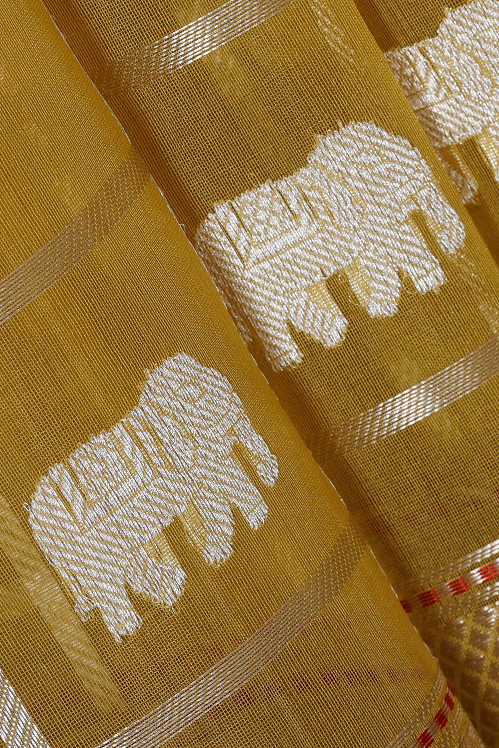 Image of Banarasi Kora Dull Yellow Saree