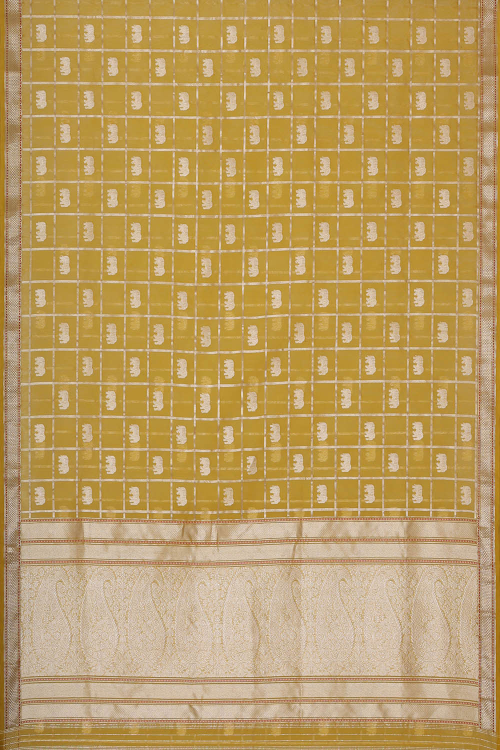 Image of Banarasi Kora Dull Yellow Saree