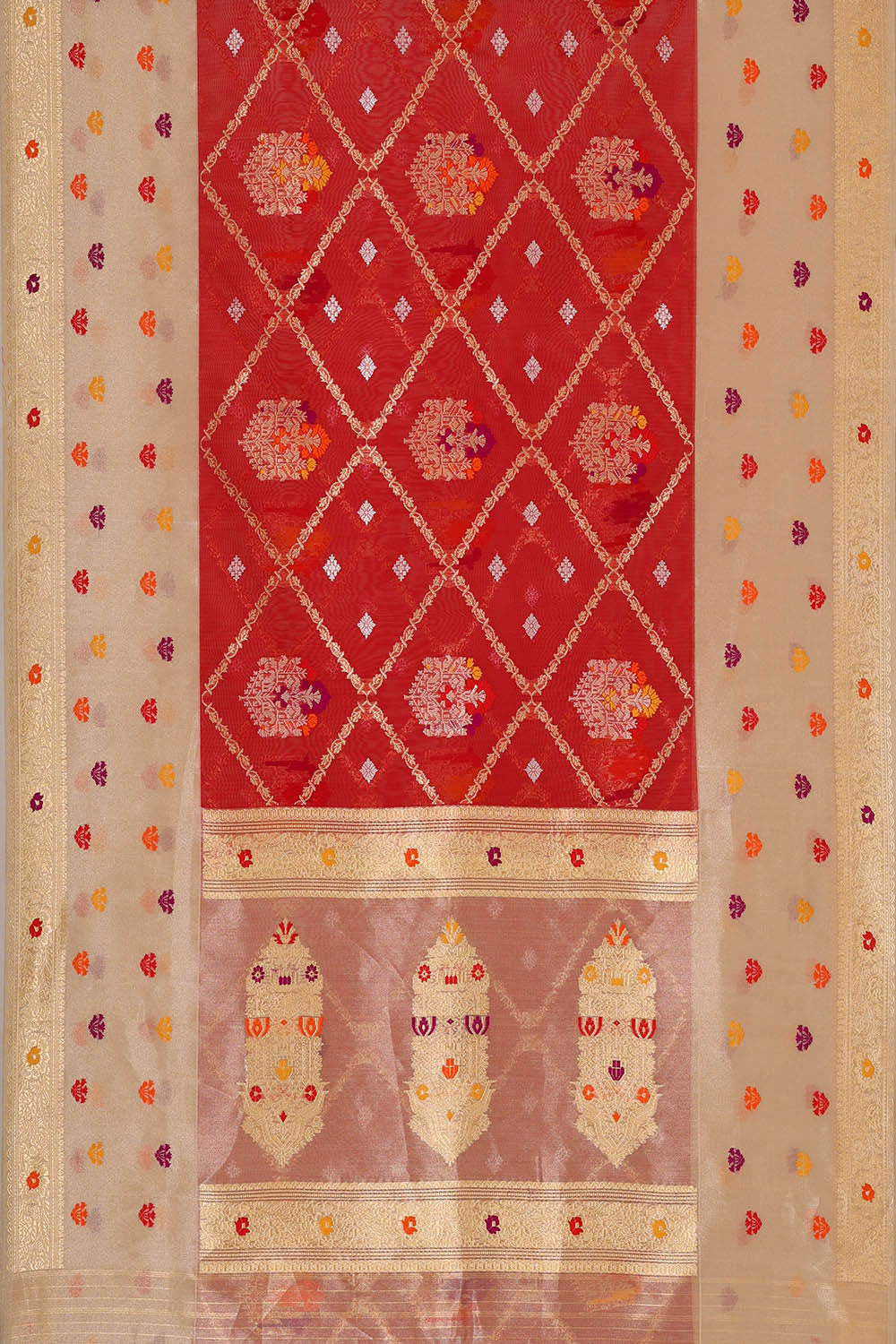 Image of Banarasi Kora Red Saree