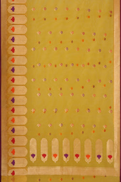 Image of Banarasi Kora Mustard Yellow Saree