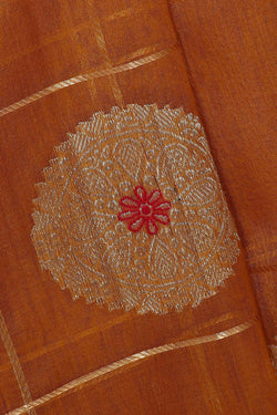 Image of Banarasi Kora Golden Brown Saree