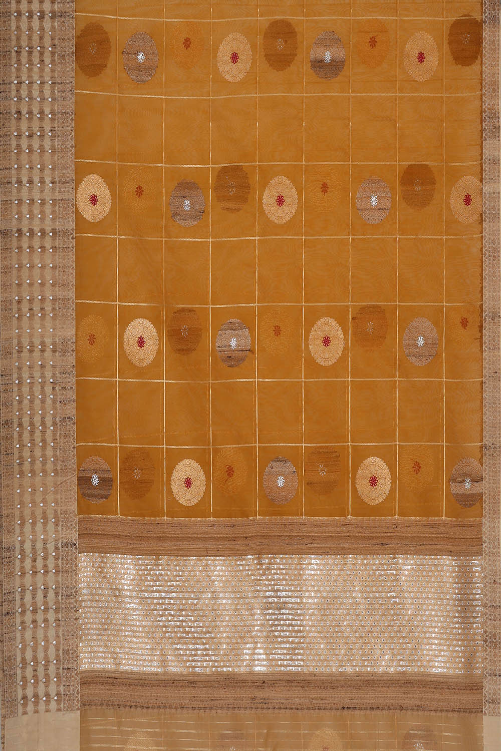 Banarasi Kora Golden Brown Saree