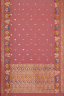 Image of Banarasi Kora Dark Peach Pink Saree