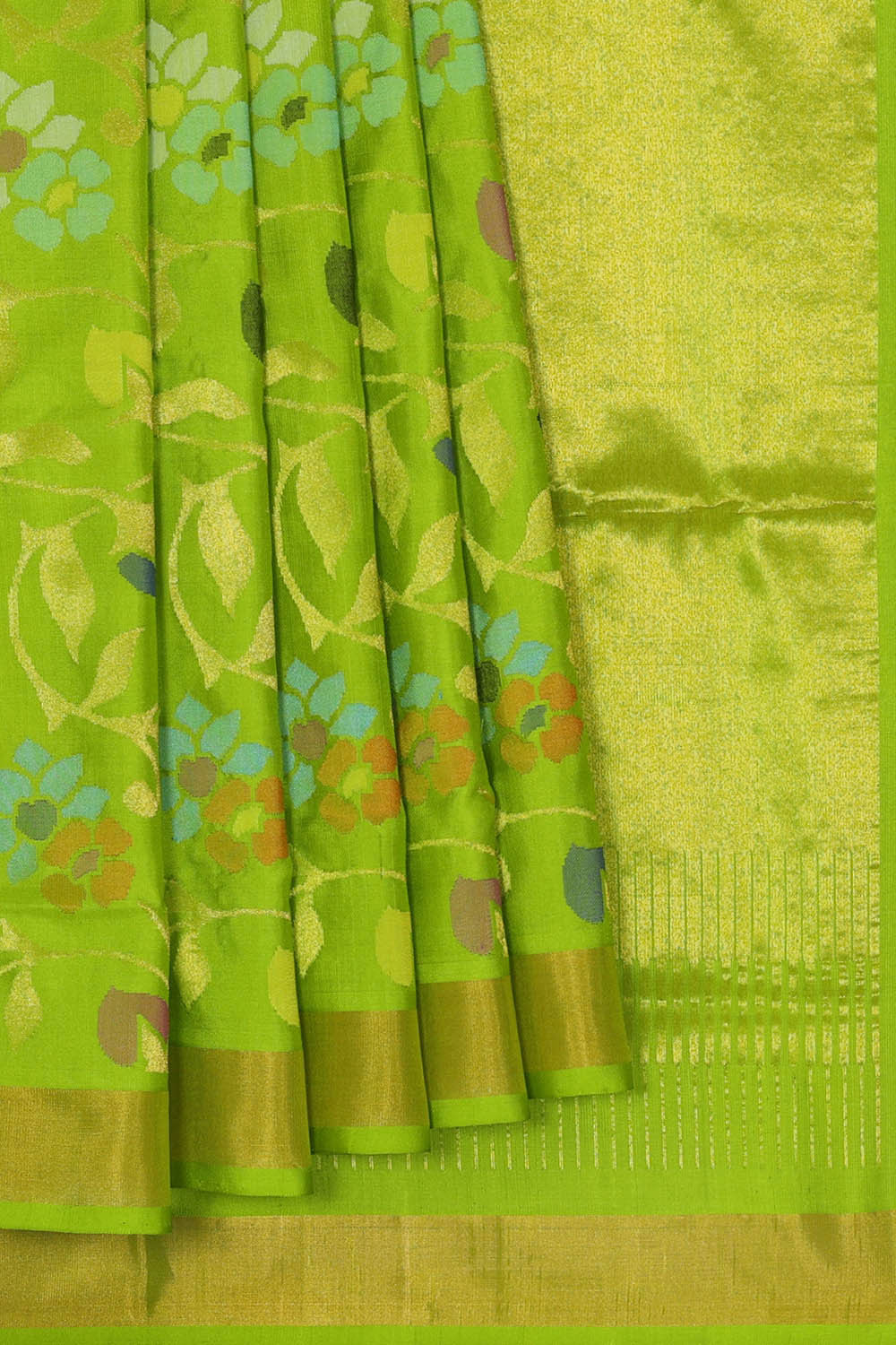 Image of Uppada Silk Parrot Green Saree