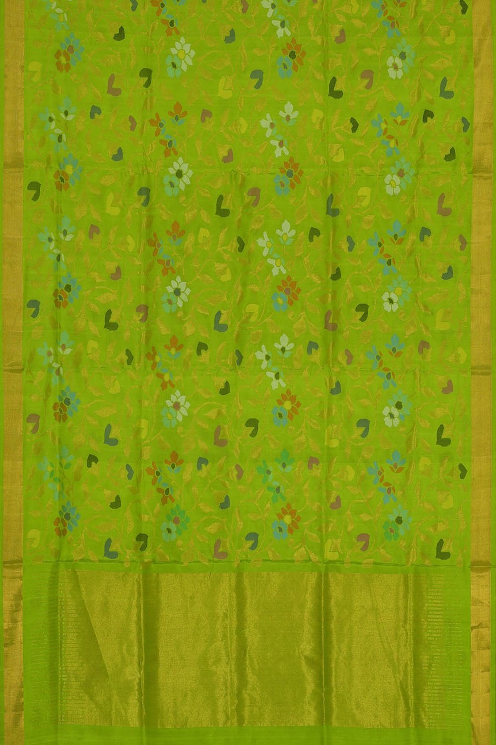 Image of Uppada Silk Parrot Green Saree