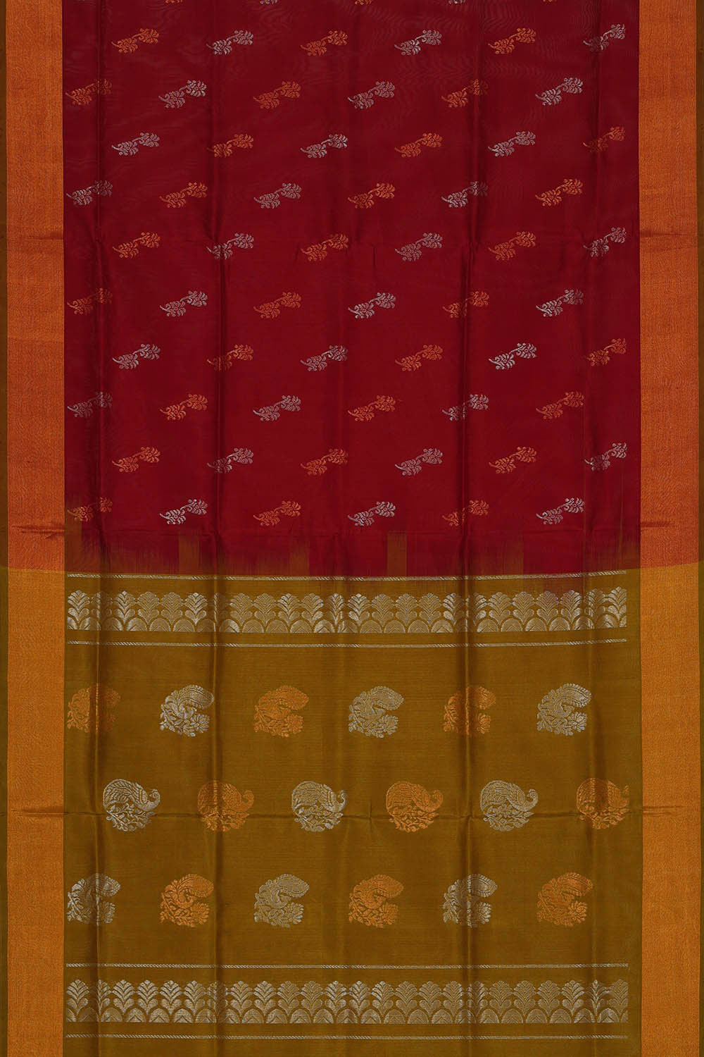 Image of Uppada Silk Dark Red Saree