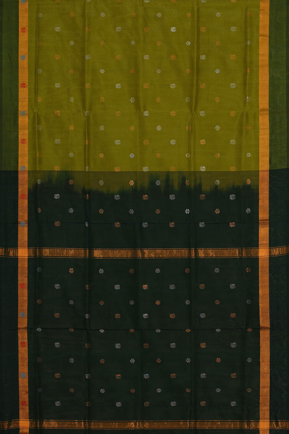 Image of Uppada Silk Golden Green Saree