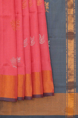 Image of Uppada Silk Peach Pink Saree
