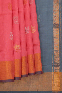 Image of Uppada Silk Peach Pink Saree