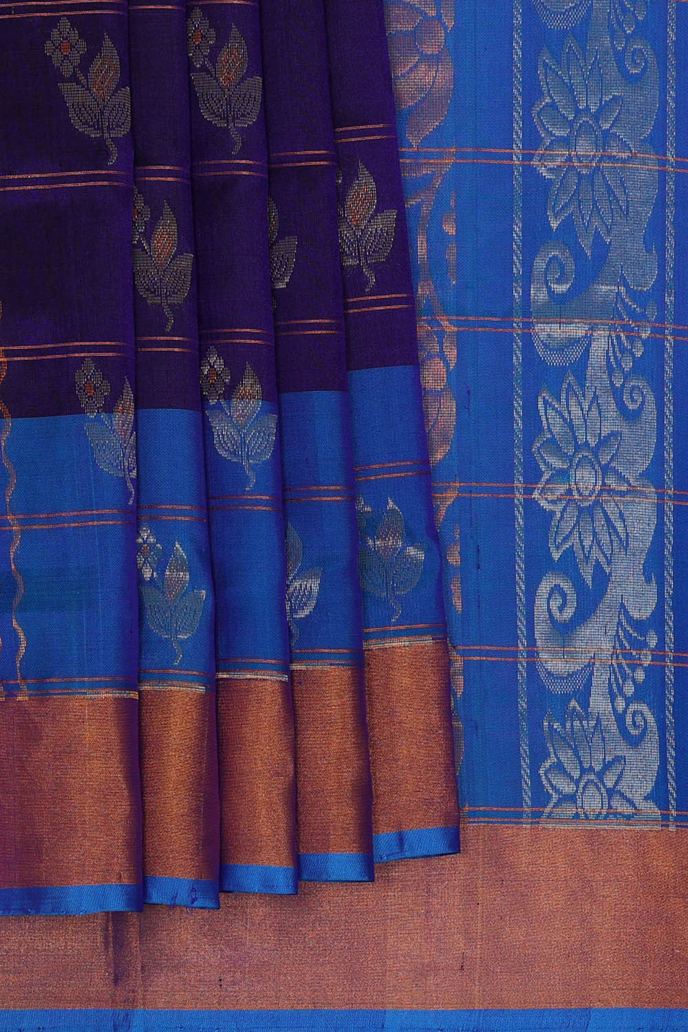 Image of Uppada Silk Navy Blue Saree