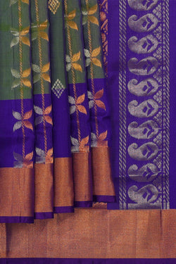 Image of Uppada Silk Olive Green Saree