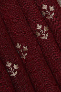 Image of Tussar Dark Red Embroidered Saree