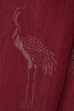Image of Printed Tussar Pinkish Red Saree