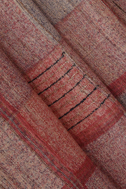 Image of Tussar Red-Grey Embroidered Saree