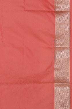 Image of Semi Banarasi Silk Peach Saree