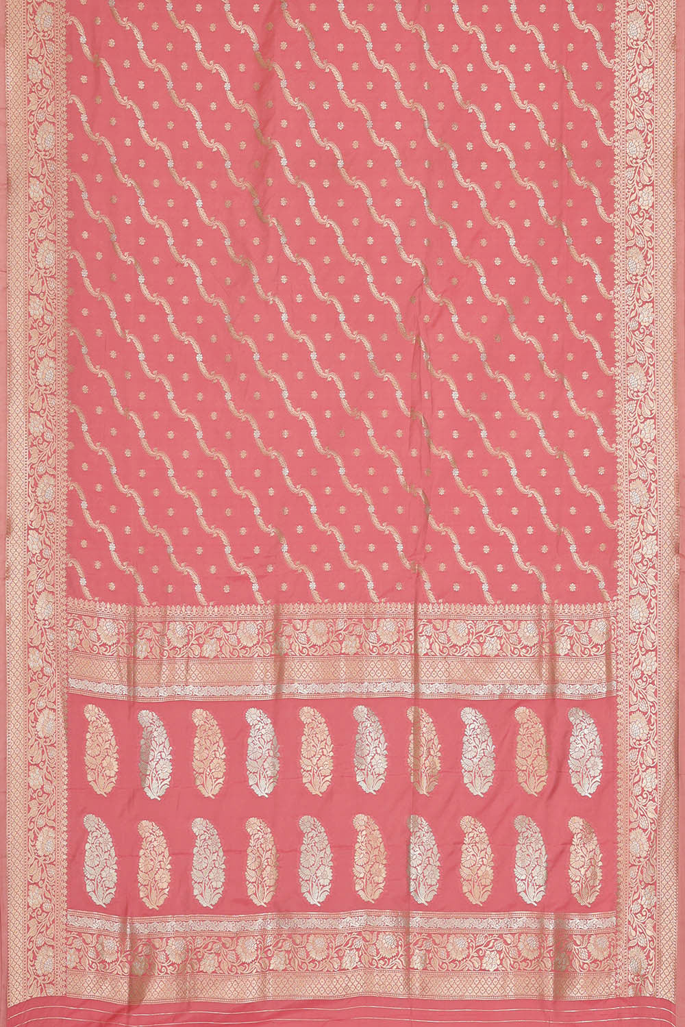 Semi Banarasi Silk Peach Pink Saree