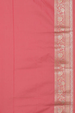 Image of Semi Banarasi Silk Peach Pink Saree