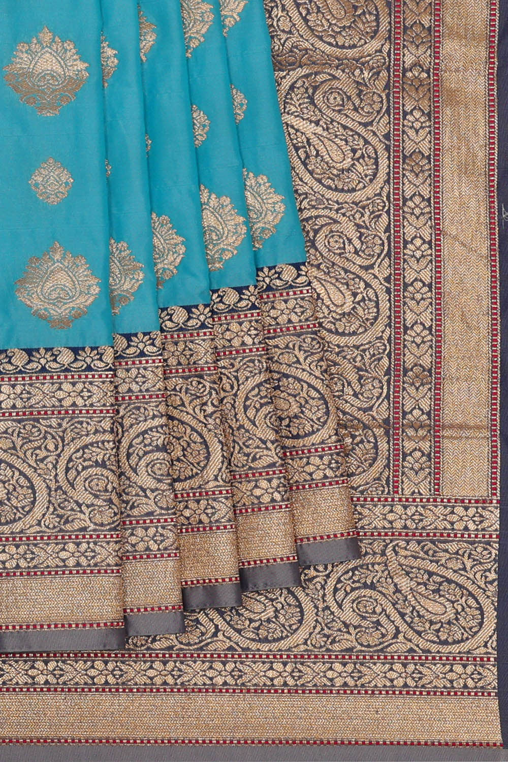 Image of Semi Banarasi Silk Sky Blue Saree