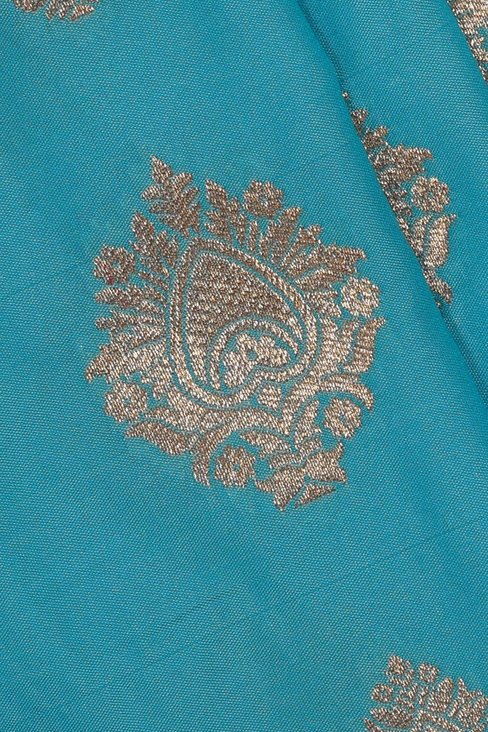 Image of Semi Banarasi Silk Sky Blue Saree