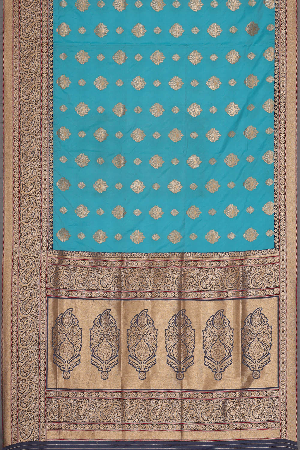 Image of Semi Banarasi Silk Sky Blue Saree