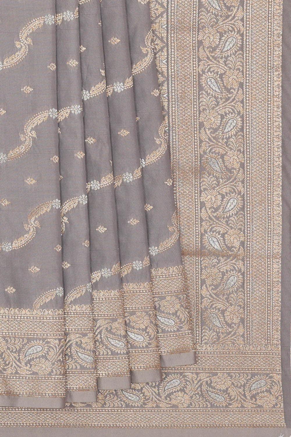 Image of Semi Banarasi Silk Grey Saree
