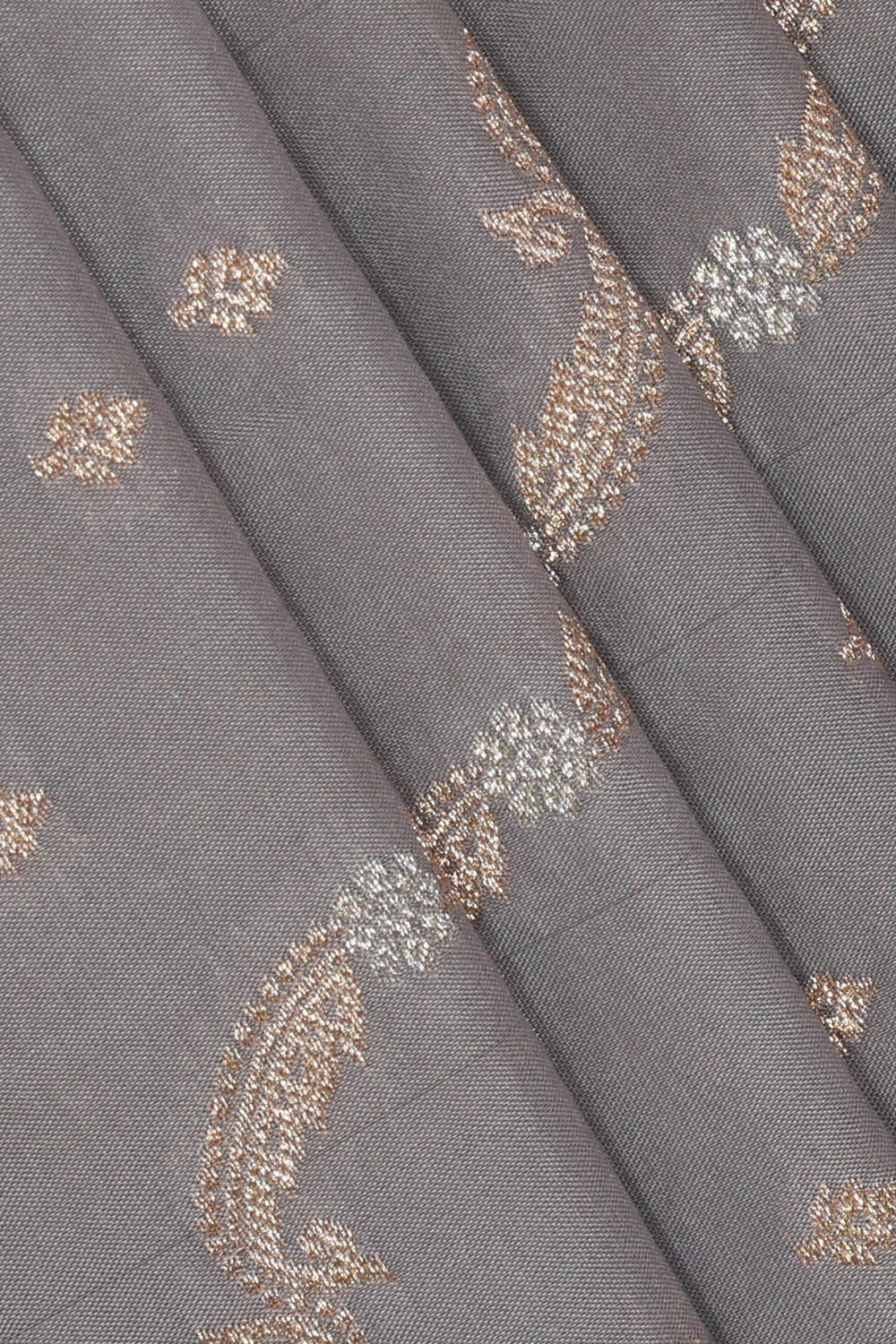 Image of Semi Banarasi Silk Grey Saree