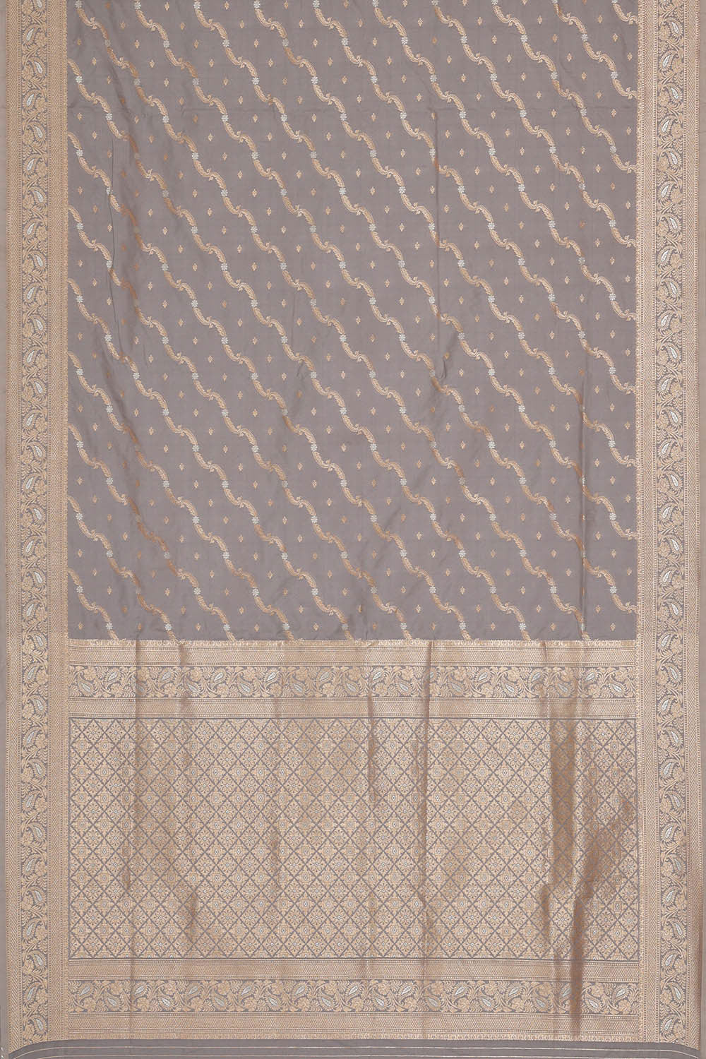 Image of Semi Banarasi Silk Grey Saree