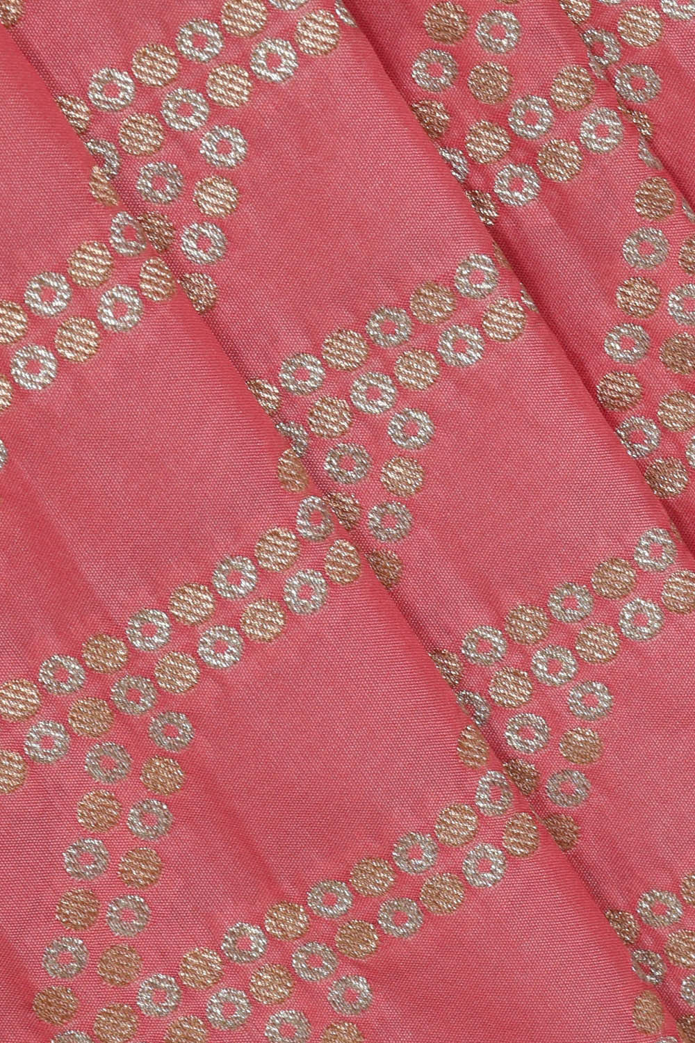 Image of Semi Banarasi Silk Peach Saree