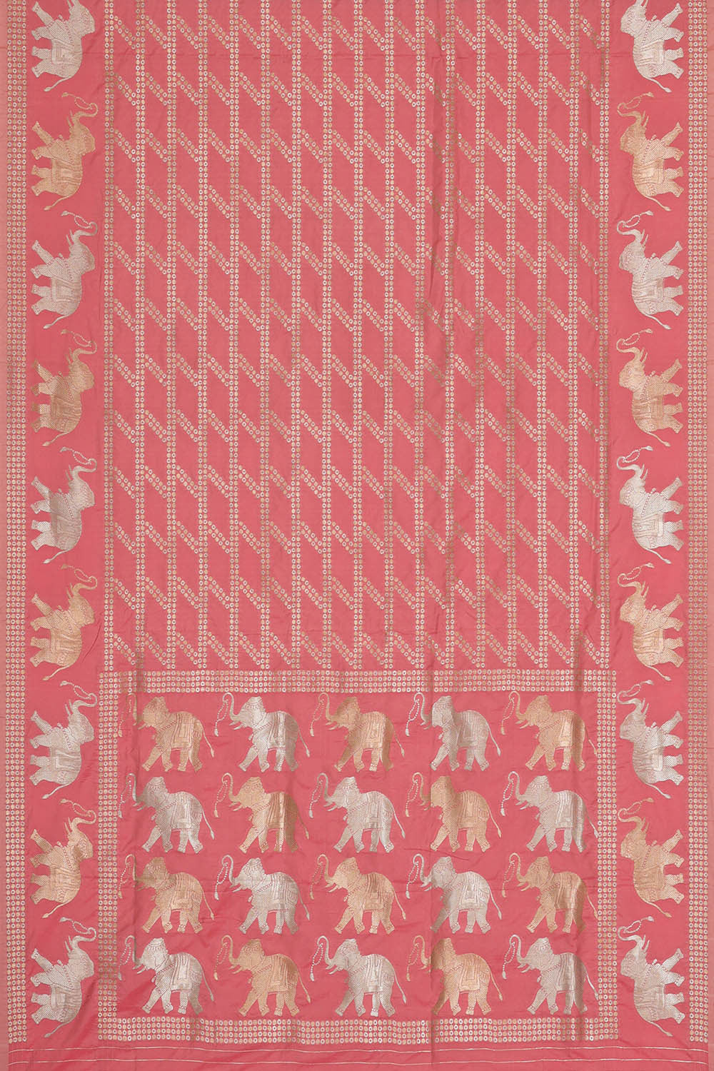 Image of Semi Banarasi Silk Peach Saree