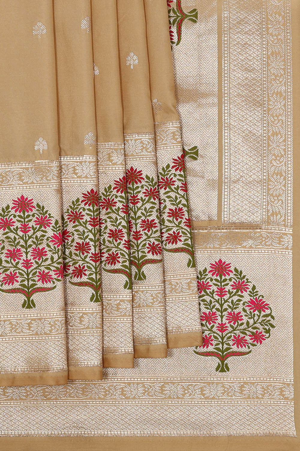 Image of Banarasi Semi Khatan Dark Cream Saree