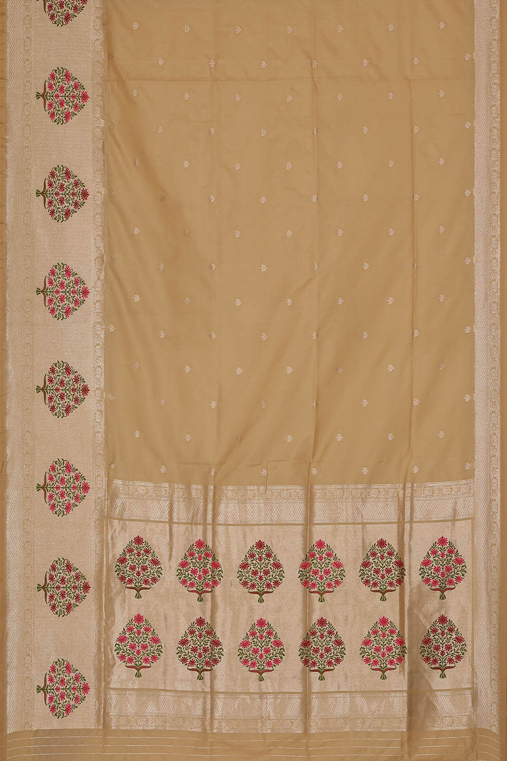Image of Banarasi Semi Khatan Dark Cream Saree