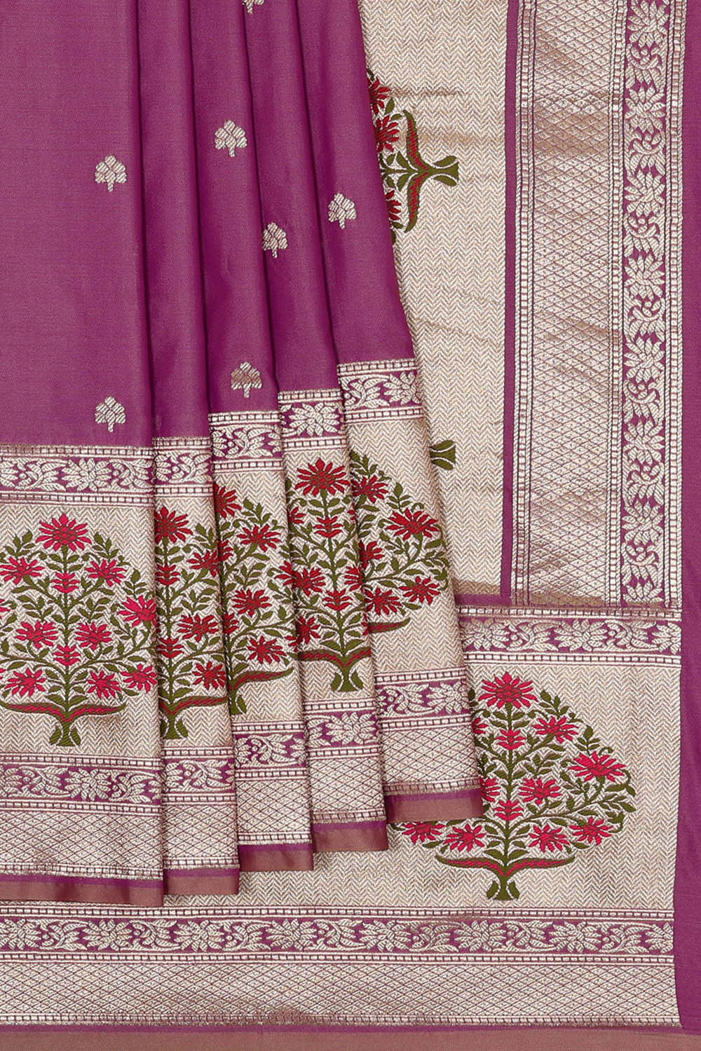 Image of Banarasi Semi Khatan Dark Magenta Saree