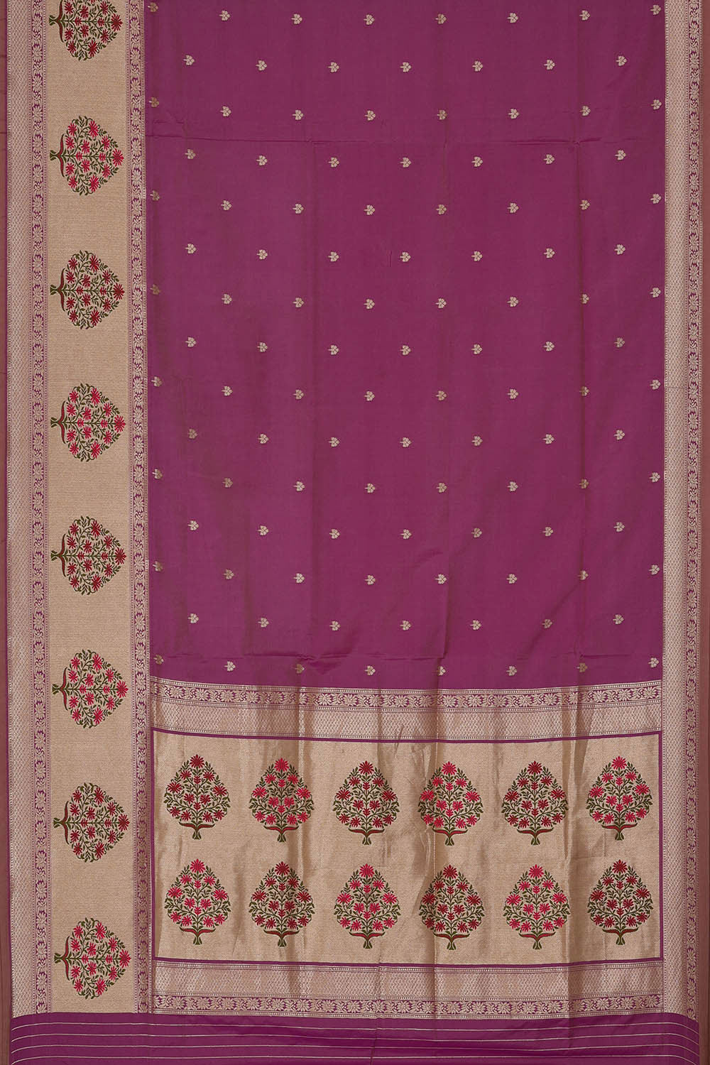 Image of Banarasi Semi Khatan Dark Magenta Saree
