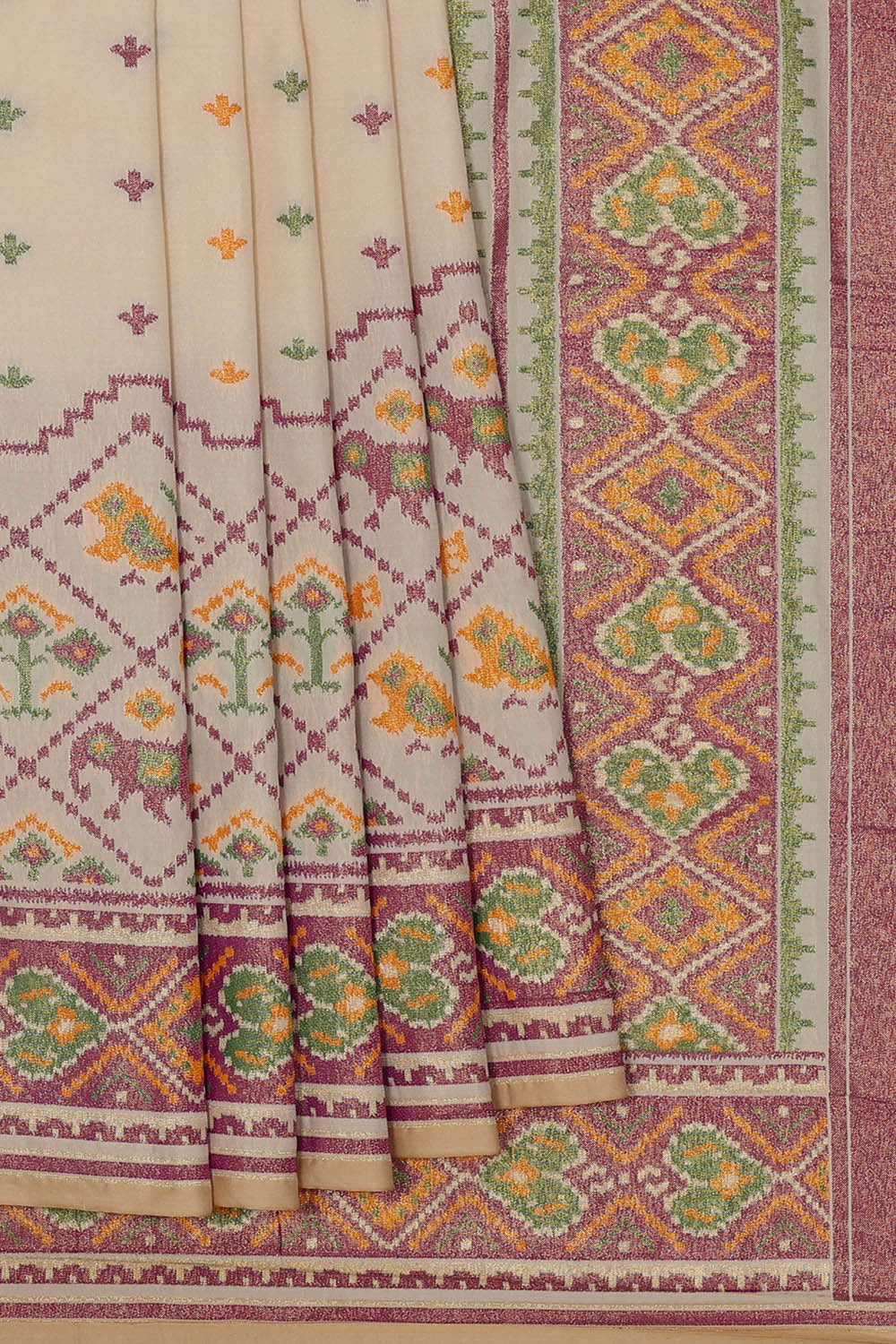 Image of Banarasi Semi Khatan Cream Saree